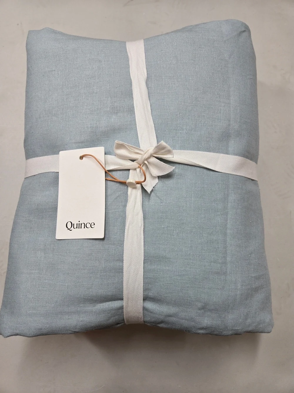 NWT QUINCE Set Of 2 48x84 European Linen True Blackout Curtains Light Blue 9022